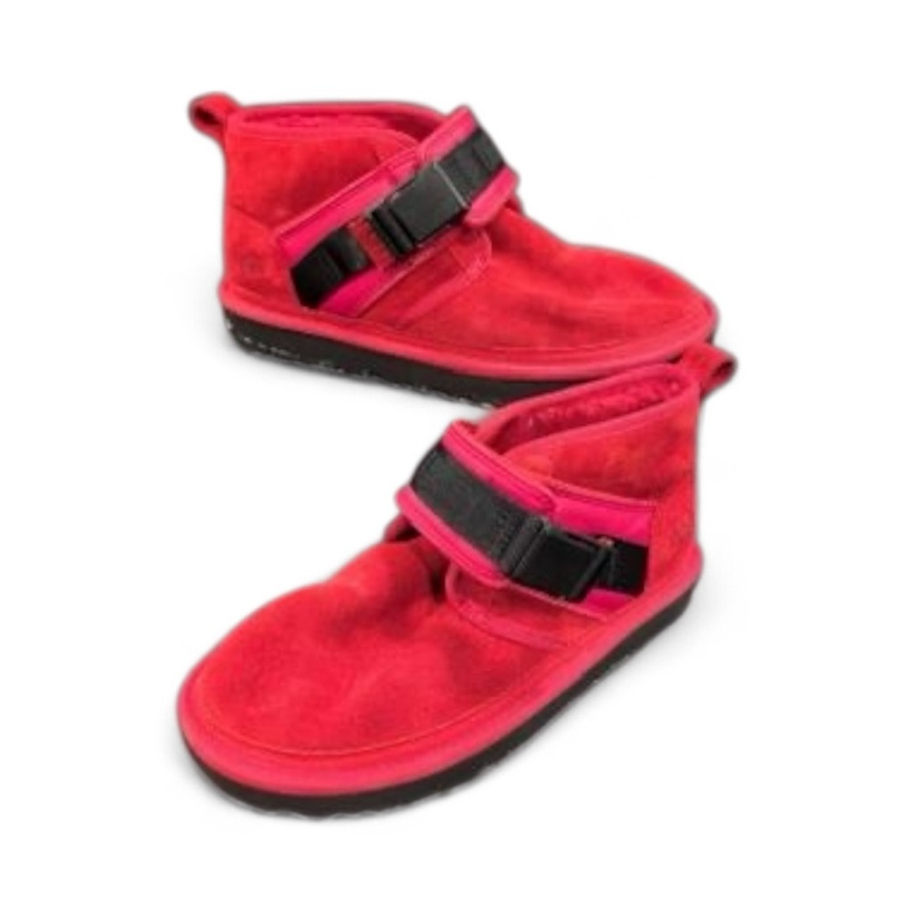 UGG Neumel Snapback Red Suede Low Chukka Boots Mens 1118570 Shearling Lined
